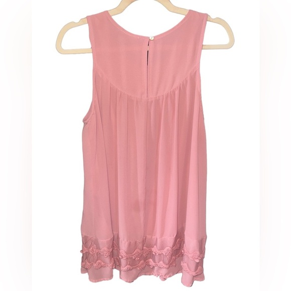 Entro Dusty Pink Lace Crochet Tank Top Sleeveless Boho Chic Women’s Size Small - Picture 6 of 9